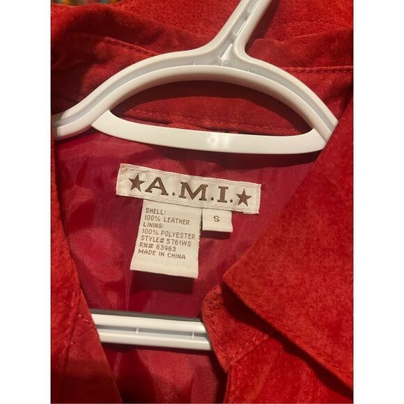 Vintage Y2K Red Snap Closure Suede Jacket Size Small Classic Preo - Picture 5 of 5